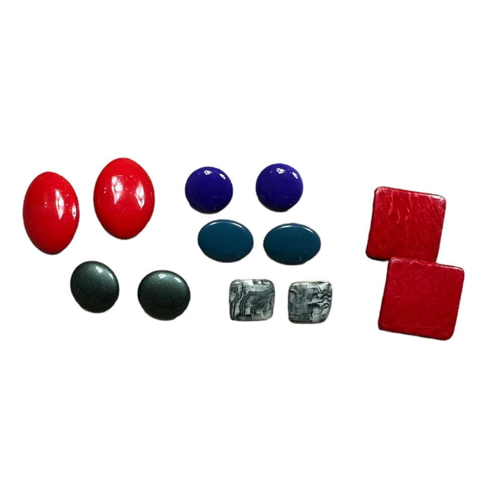 Vintage Multi-color Stud Earrings - Set of 6 Pairs - Picture 2 of 11